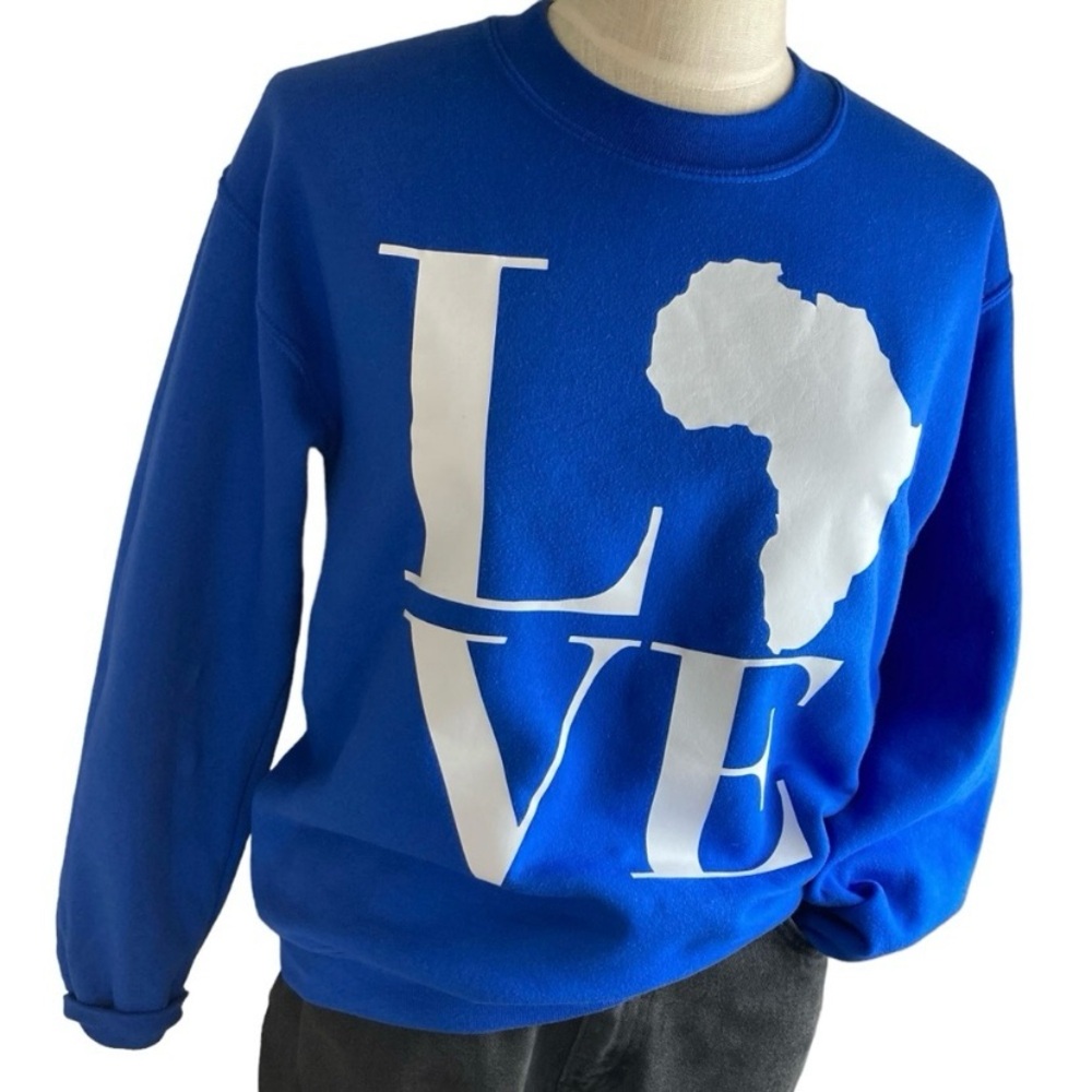 Love Africa Sweatshirt Cobalt Blue Sz S